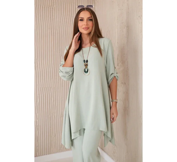 Sada halenky + kalhot s přívěskem tmavá máta Sada halenky + kalhot s přívěskem tmavá máta