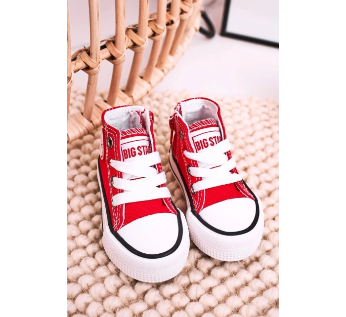 Dětské Tenisky Vysoké Se Zipem BIG STAR model 21545331 Červené - Big Star Shoes Dětské Tenisky Vysoké Se Zipem BIG STAR model 21545331 Červené - Big Star Shoes