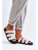 Dámské látkové sandály s lemovkou bílou model 21628614 - Boto Dámské látkové sandály s lemovkou bílou model 21628614 - Boto