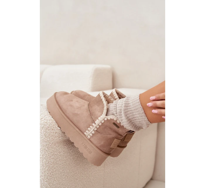 Dámské Sněhule Na Platformě S Prošíváním Big Star SS274129 Béžové Dámské Sněhule Na Platformě S Prošíváním Big Star SS274129 Béžové