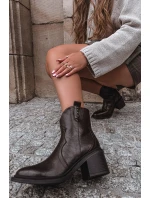 Zateplené dámské kotníkové boty na podpatku čokoládové Brilynn Zateplené dámské kotníkové boty na podpatku čokoládové Brilynn