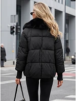 Dámská zimní prošívaná bunda s kožešinou, černá, FashionStreet TY5815 Dámská zimní prošívaná bunda s kožešinou, černá, FashionStreet TY5815