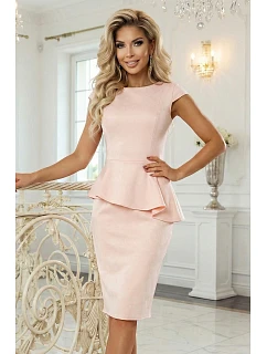 192-17 Elegantní semišové midi šaty s kosticí - pudrově růžové