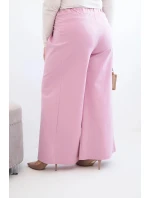 Dámské kalhoty Plus Size s širokými nohavicemi a skladáním jasně fialové