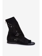 Zazoo 3437 Dámské Semišové Sandály S Hřebínkem Na Zip Černé Zazoo 3437 Dámské Semišové Sandály S Hřebínkem Na Zip Černé