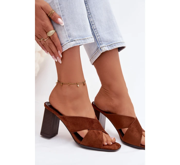 Dámské sandály na podpatku hnědé Denessa