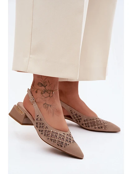 Kožené Semišové Dámské Sandály  Na  Béžové model 22140720 - D&A