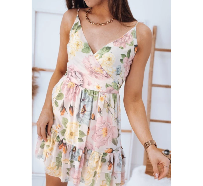 MADI ecru květinové šaty FashionStreet EY1616 MADI ecru květinové šaty FashionStreet EY1616