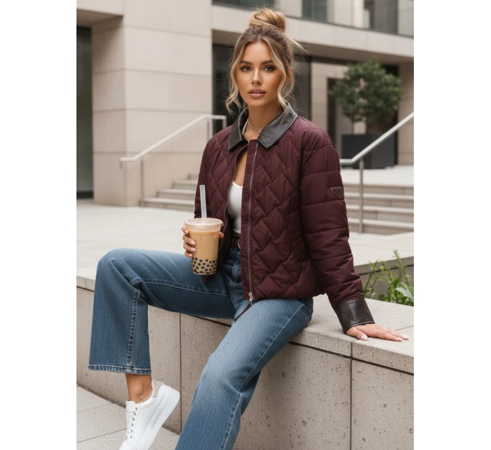 Dámská přechodná prošívaná bunda bordó FashionStreet TY5620