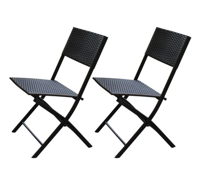 BALKONOVÝ NÁBYTEK SET STŮL 58X58X70CM A 2 ŽIDLE ČERNÁ