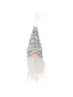 DEKORAČNÍ PŘÍVĚSEK SANTA CLAUS 11CM FLITRY ŠEDÁ