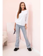 Dámská halenka s lodičkovým výstřihem bílý