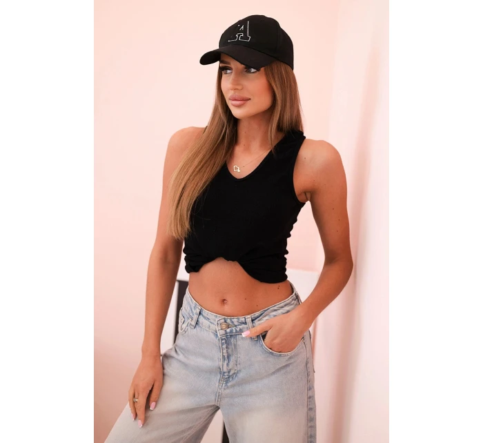 Top dámský bavlněný na ramínkách s výstřihem do V černá Top dámský bavlněný na ramínkách s výstřihem do V černá
