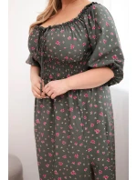 Dámská sukni Plus Size s výstřihem na šňůrky a elastickým pasem khaki
