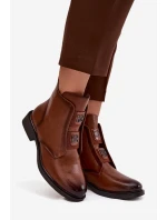 Dámské boty s izolací na nízkém podpatku s ozdobami hnědé model 21712145 - EVENTO Dámské boty s izolací na nízkém podpatku s ozdobami hnědé model 21712145 - EVENTO