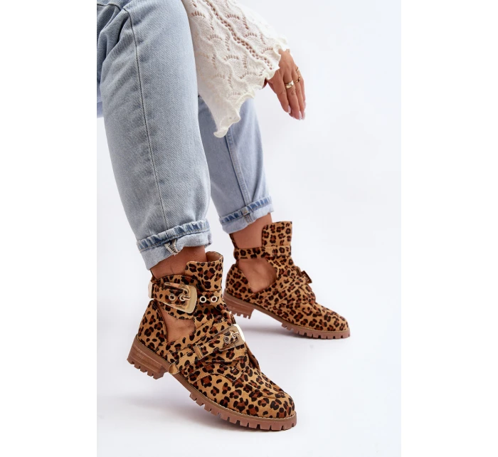 Dámské Kotníkové Boty Lu Boo Semišové s vykrojením Leopard Rock Girl Dámské Kotníkové Boty Lu Boo Semišové s vykrojením Leopard Rock Girl