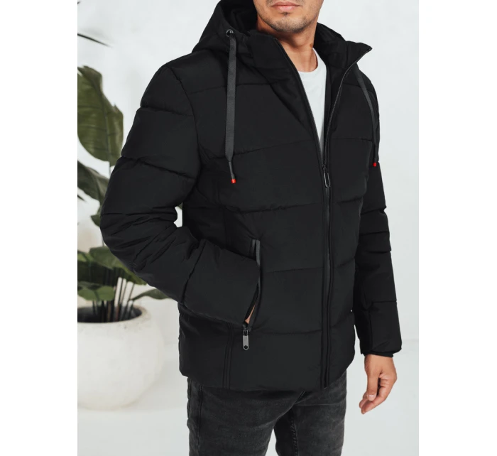 Pánská prošívaná zimní bunda s kapucí černá model 21991468 - Dstreet