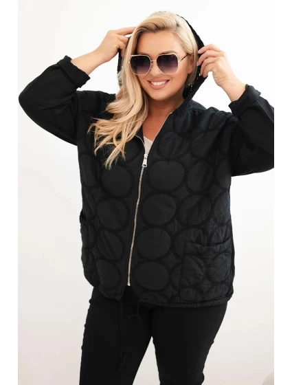 Dámská mikina Plus Size bavlněná na zip černá