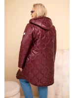 Dámská zimní prošívaná bunda Plus Size s kapucí švestková