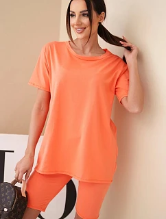 Dámský bavlněný komplet s krátkým rukávem a šortkami žlutý