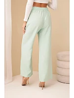 Kalhoty z viskózy se širokou nohavicí mentolové