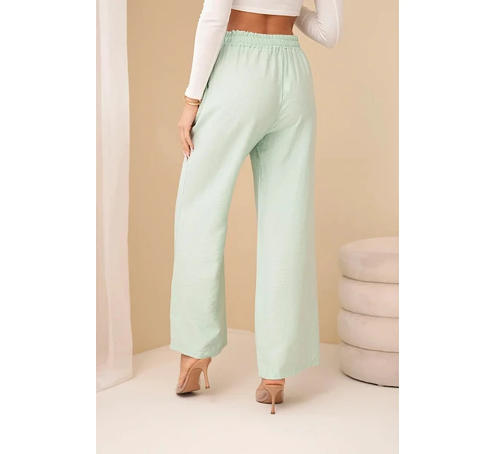Kalhoty z viskózy se širokou nohavicí mentolové