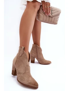 Kovbojky Kožené Boty Na Sloupku Bežové Tanner