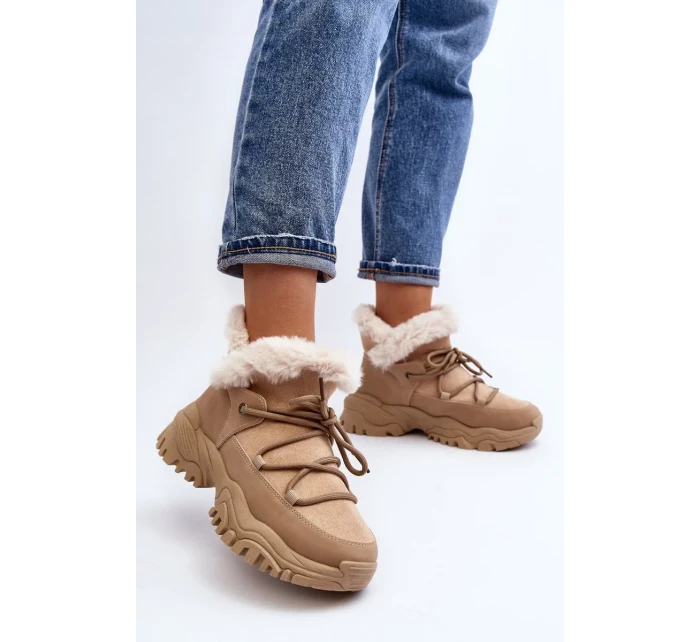 Dámské traperské boty s kožíškem, béžová Cresandi Dámské traperské boty s kožíškem, béžová Cresandi