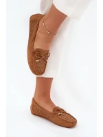 Dámské mokasíny s perforovaným vzorem a šněrováním Mirisa – camel