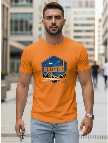 Pánské tričko s potiskem EXPAND oranžové FashionStreet NX5004R