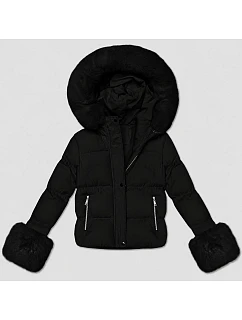 Prošívaná dámská zimní bunda s kožešinou J Style, černá (5M3355/16M9282-392)