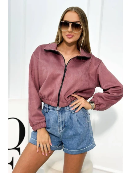 Semišová mikina na zip tmavě růžová Semišová mikina na zip tmavě růžová