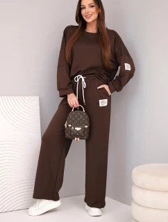 Dámská souprava máslová mikina + kalhoty hnědý