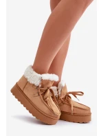 Dámské Sněhule Na Platformě S Kožíškem  Camel model 21678767 - Boto