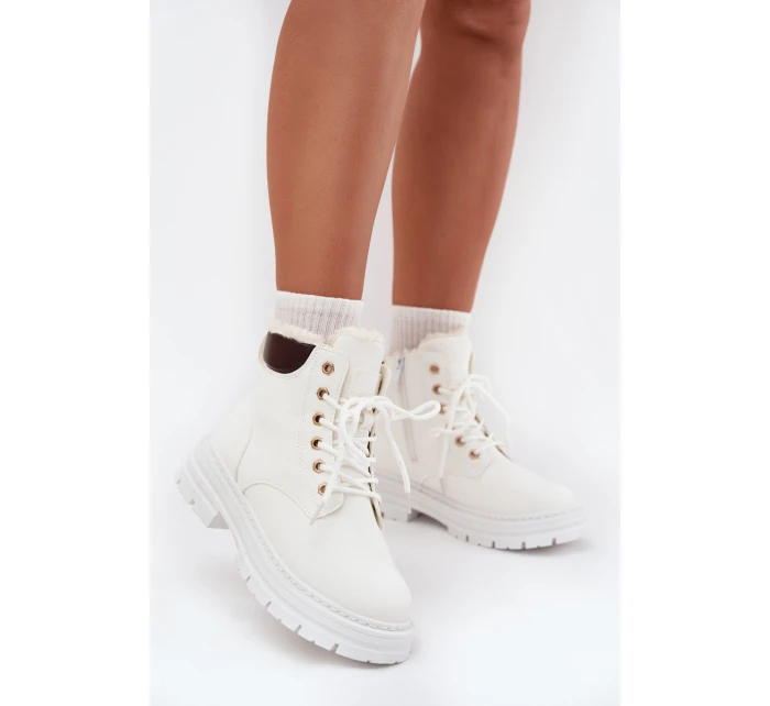 Dámské Zateplené Kozačky Na Zip Bílé Tharika