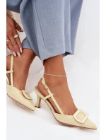 Dámské sandály na podpatku s ozdobným Žluté model 22028004 - Boto