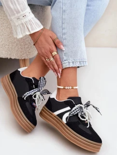 Dámské tenisky na platformě s ozdobami – černé Vinness