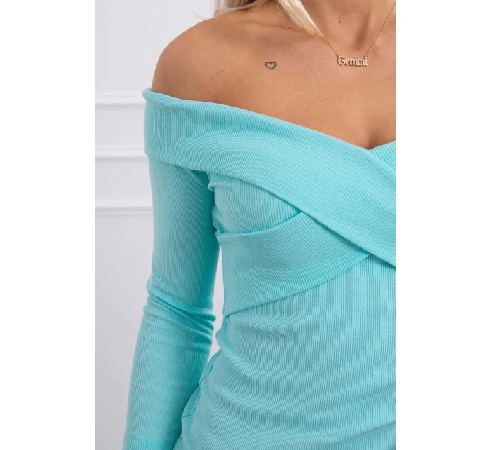 Halenka s model 21753072 výstřihem mátová - K-Fashion Halenka s model 21753072 výstřihem mátová - K-Fashion