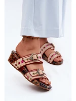 Kožené vzorované dámské sandály na platformě model 22133529 Multicolor - Maciejka