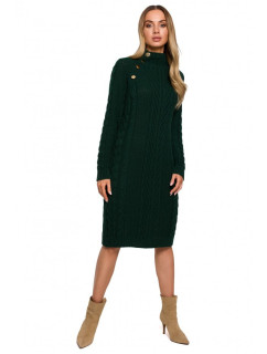 model 18003595 Svetrové šaty s vysokým límcem zelené - Moe