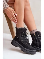 Kotníkové boty s beránkovým kožíškem černé Merilana Kotníkové boty s beránkovým kožíškem černé Merilana