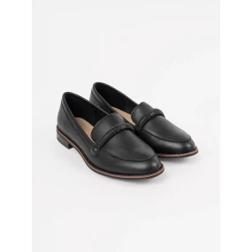 Krásné  mokasíny černé dámské bez podpatku