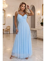 maxi šaty na ramínka s výstřihem do V – světle modré model 22266653 - numoco basic maxi šaty na ramínka s výstřihem do V – světle modré model 22266653 - numoco basic