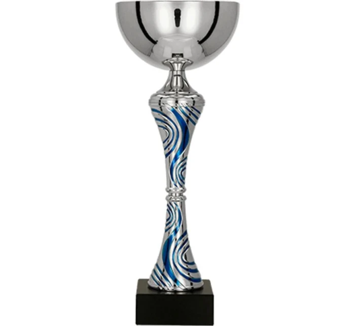 Stříbrno-modrý kovový pohár