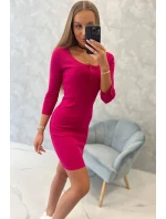 Šaty s výstřihem na knoflíky fuchsiové Šaty s výstřihem na knoflíky fuchsiové
