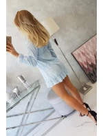 Šaty s ozdobnými volánky modré