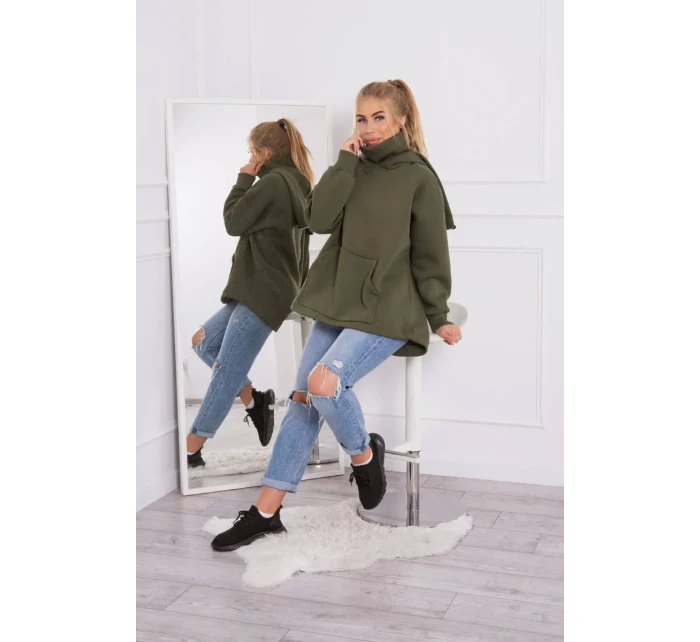 Zateplená mikina se zipem na zádech v barvě khaki Zateplená mikina se zipem na zádech v barvě khaki