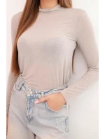 Dámská model 21777061 blůza s jemným rolákem a dlouhým rukávem tmavě béžová - K-Fashion