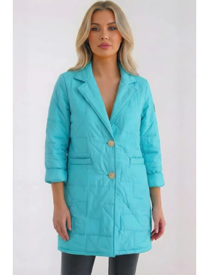 Dámská bunda Plus Size prošívaná s ozdobnými knoflíky a límcem model 21789312 - K-Fashion