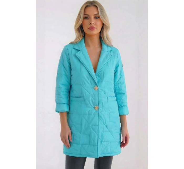 Dámská bunda Plus Size prošívaná s ozdobnými knoflíky a límcem model 21789312 - K-Fashion